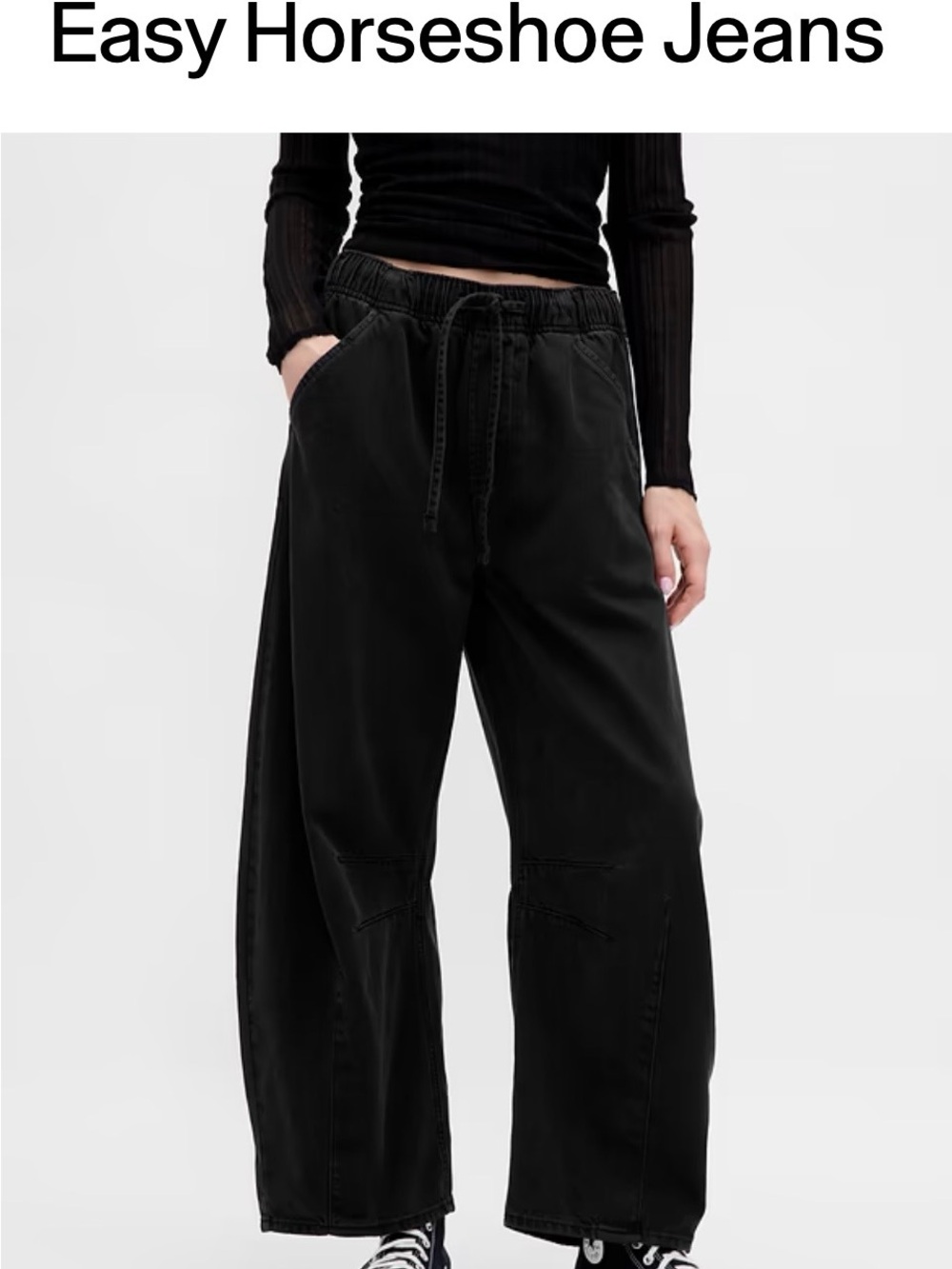 GAP Black Easy Horseshoe Wide-Leg Pants